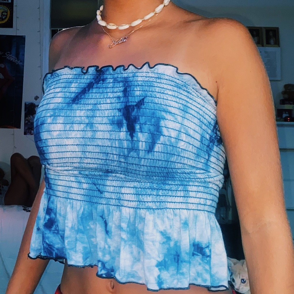 Blue Washed Tube Top